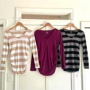 Lot of 3 Old Navy Maternity Long Sleeve Tops